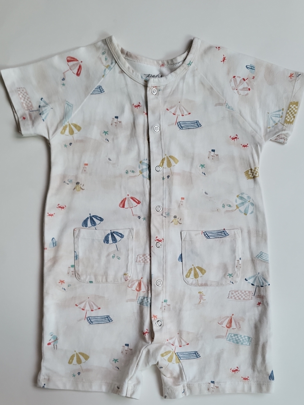 Pehr White Beach Print One-Piece Romper